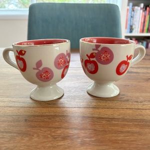 Anthropologie Pedestal Cups / Mugs Apples